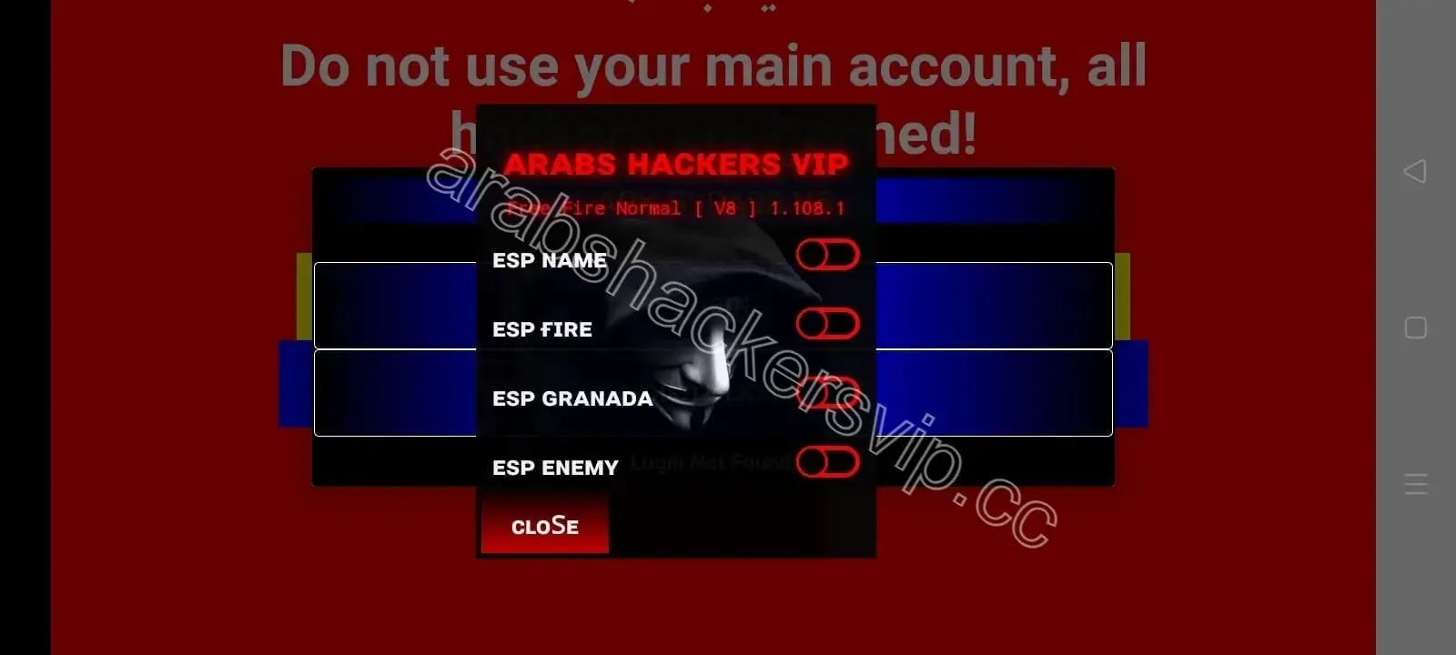 Screenshot of Arabs Hackers VIP Free Fire Cheat Codes